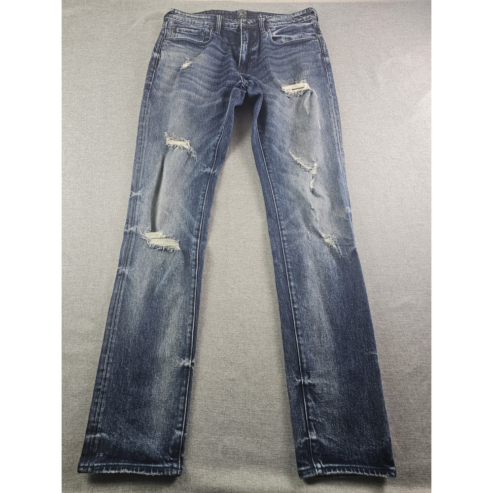 PRPS Le Sable Slim Tapered Jeans Mens 32x34 Blue Distressed Denim Stretch